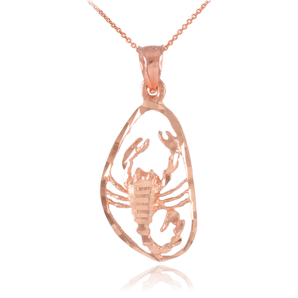 Solid Gold Stunning Scorpio Zodiac Charm Scorpion Pendant Necklace, view 2
