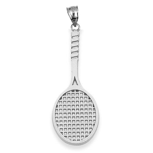 Solid Gold Tennis Racket Sports Charm Pendant Necklace, view 3