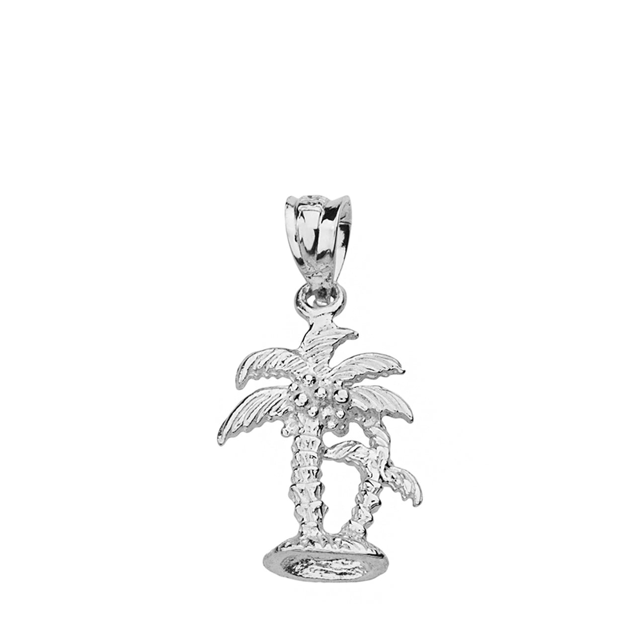 Solid Gold Texture Double Palm Trees Pendant Necklace, view 5