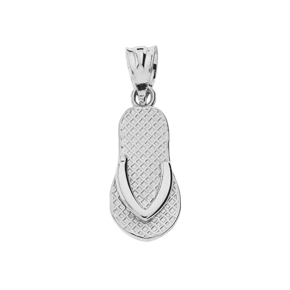 Solid Gold Textured Flip Flop Pendant Necklace, view 6
