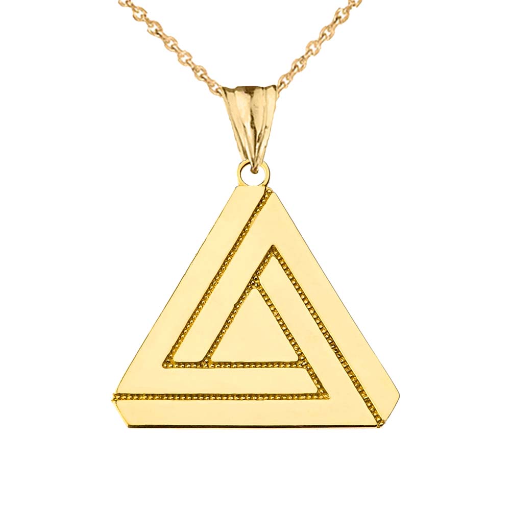 Solid Gold The Impossible (Penrose) Triangle Pendant Necklace