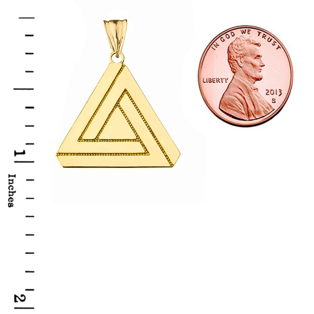 Solid Gold The Impossible (Penrose) Triangle Pendant Necklace, view 2