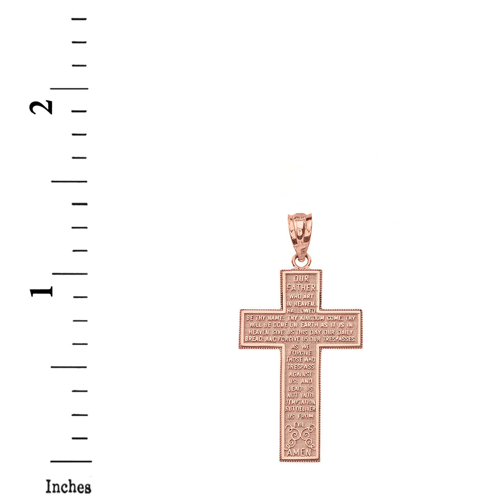 Solid Gold The Lord's Our Father Prayer Cross Pendant Necklace, view 6