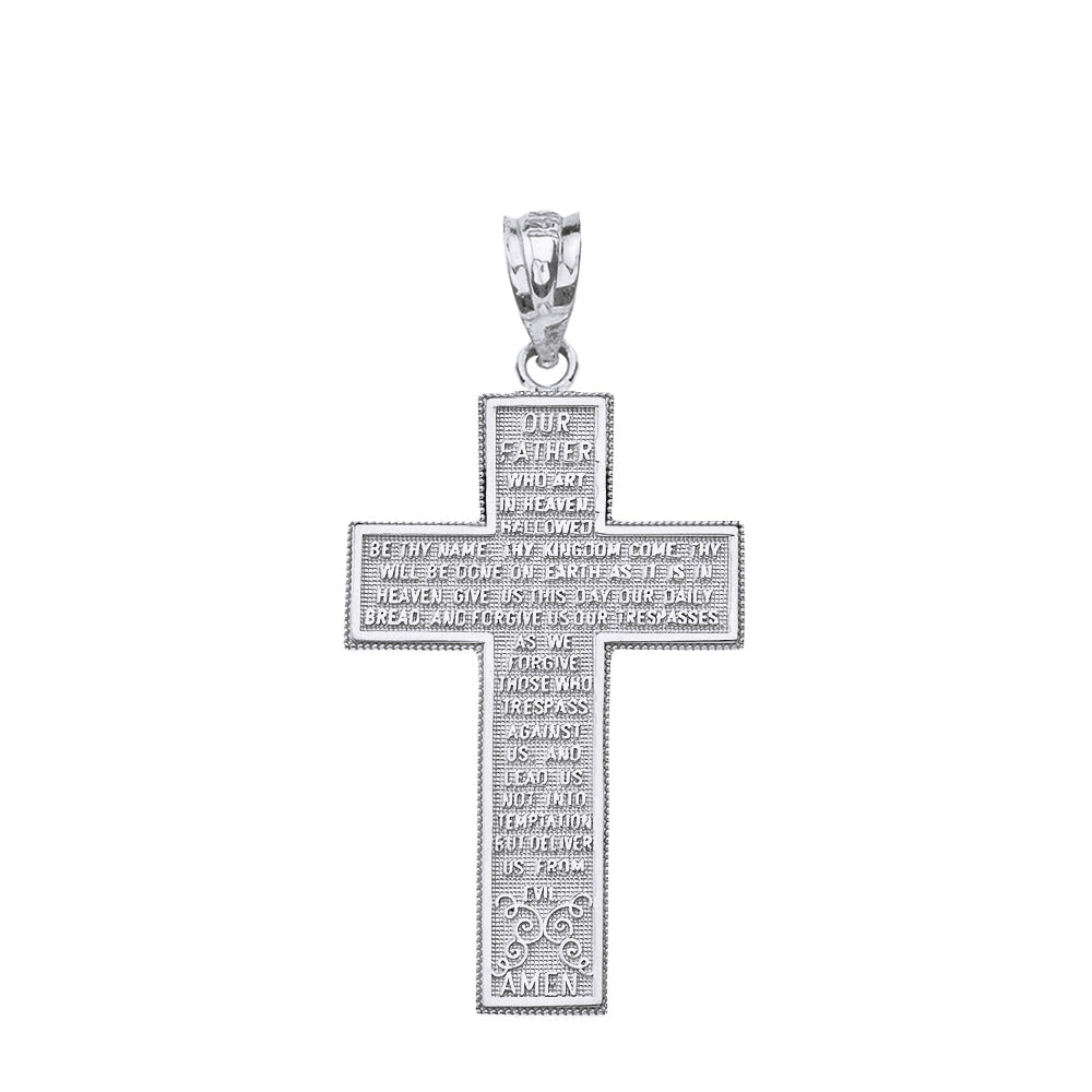 Solid Gold The Lord's Our Father Prayer Cross Pendant Necklace, view 7