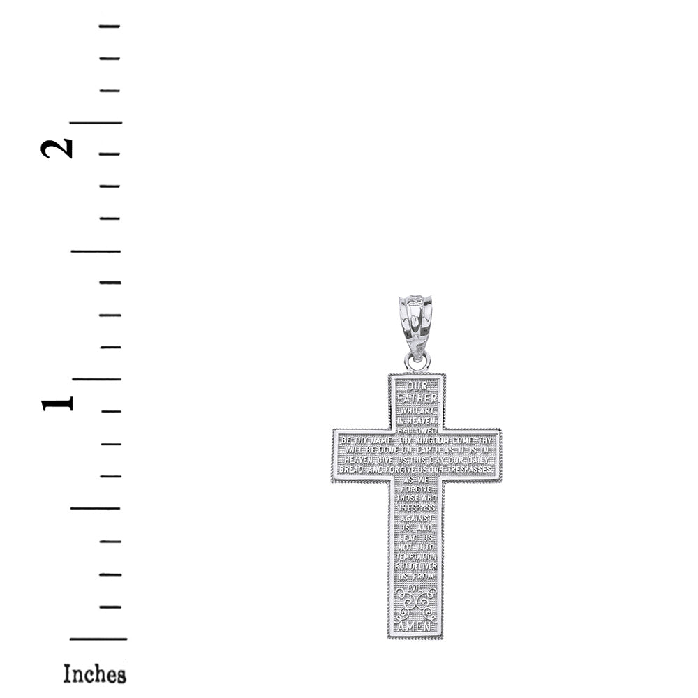 Solid Gold The Lord's Our Father Prayer Cross Pendant Necklace, view 8