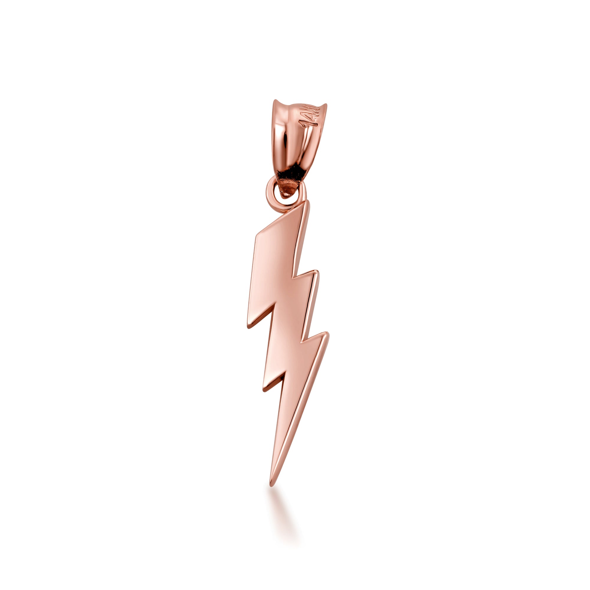 Solid Gold Thunderbolt Charm Pendant Necklace, view 6