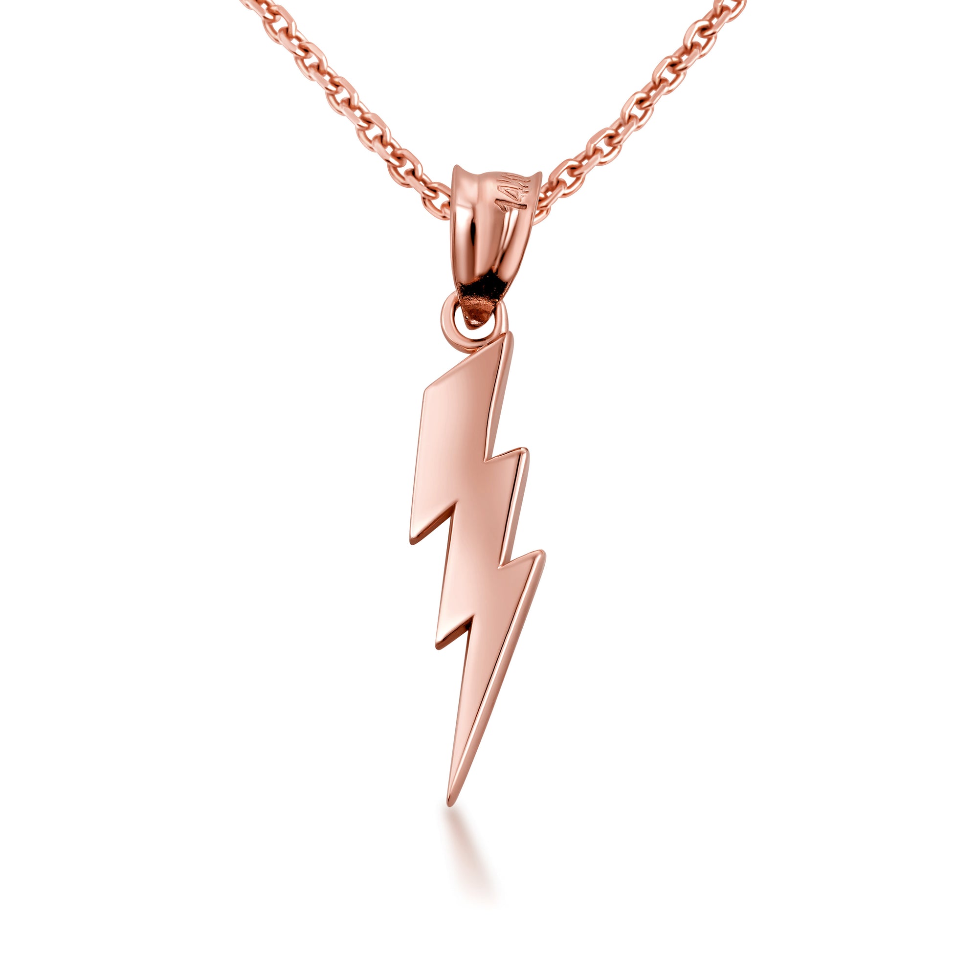 Solid Gold Thunderbolt Charm Pendant Necklace, view 7