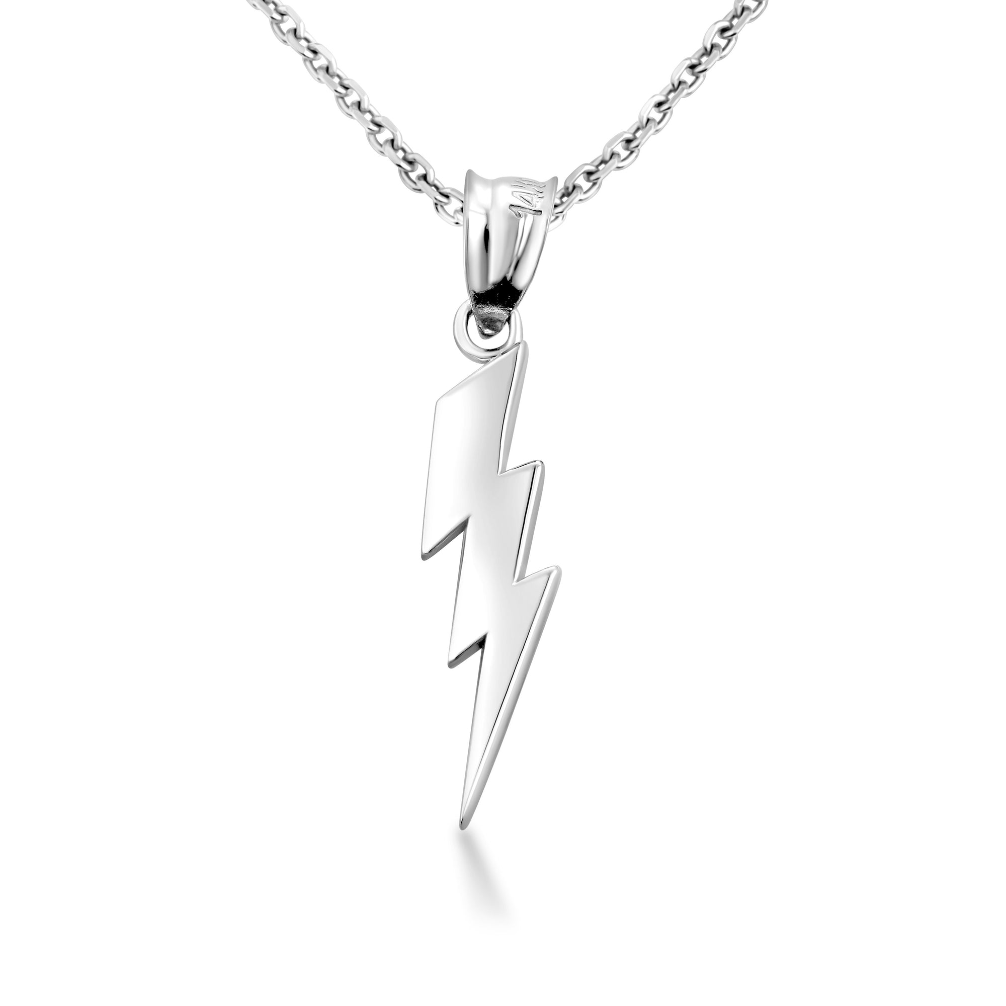 Solid Gold Thunderbolt Charm Pendant Necklace, view 9