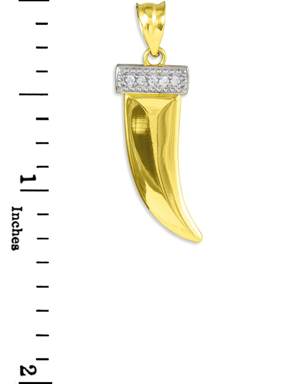 Solid Gold Tiger Tooth Pendant Necklace with Diamonds, view 5
