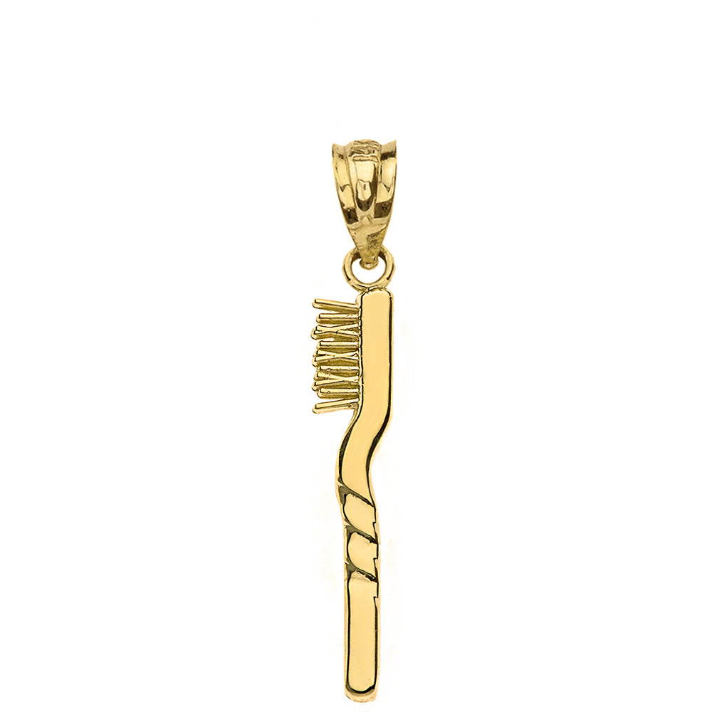Solid Gold Toothbrush Pendant Necklace, view 3