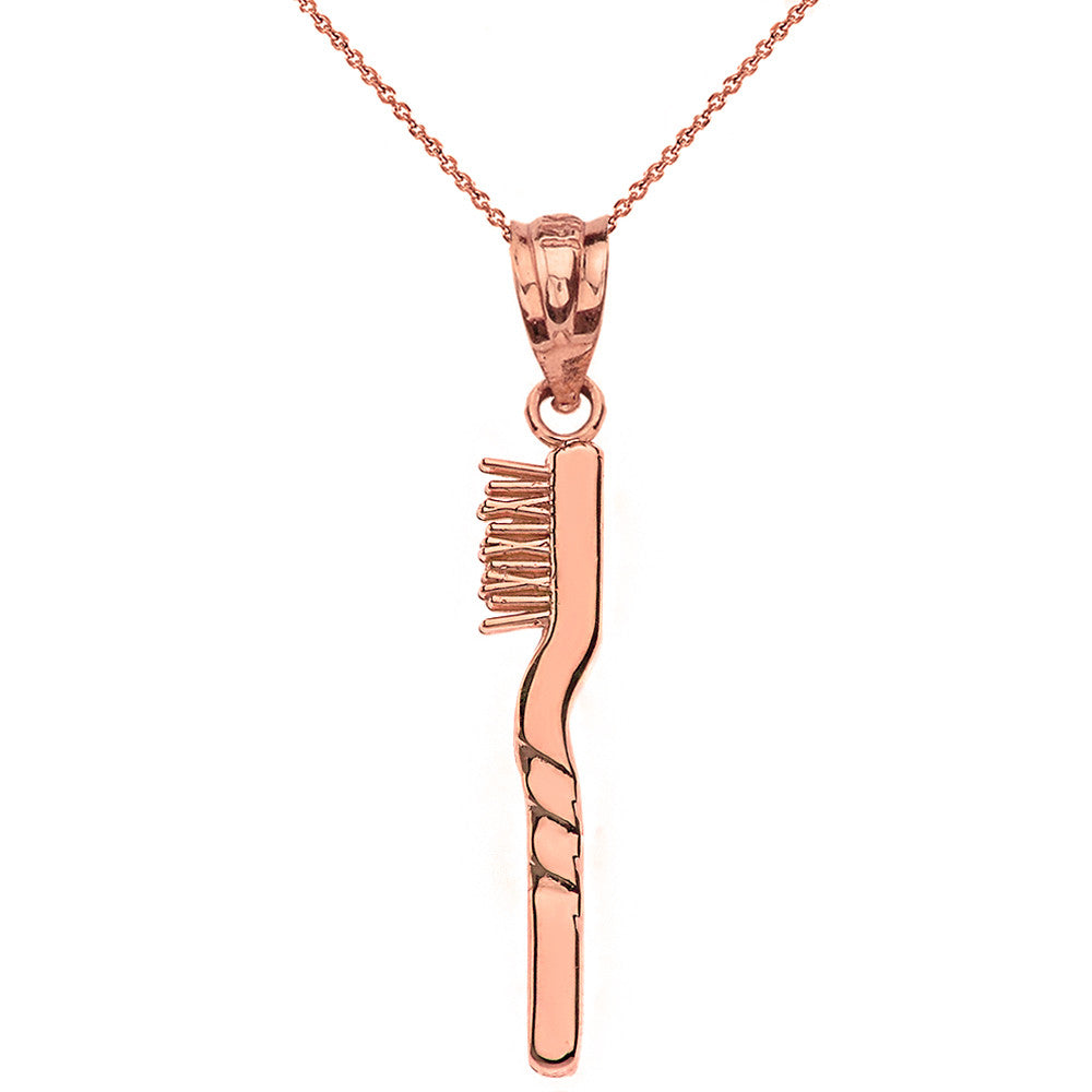 Solid Gold Toothbrush Pendant Necklace, view 4