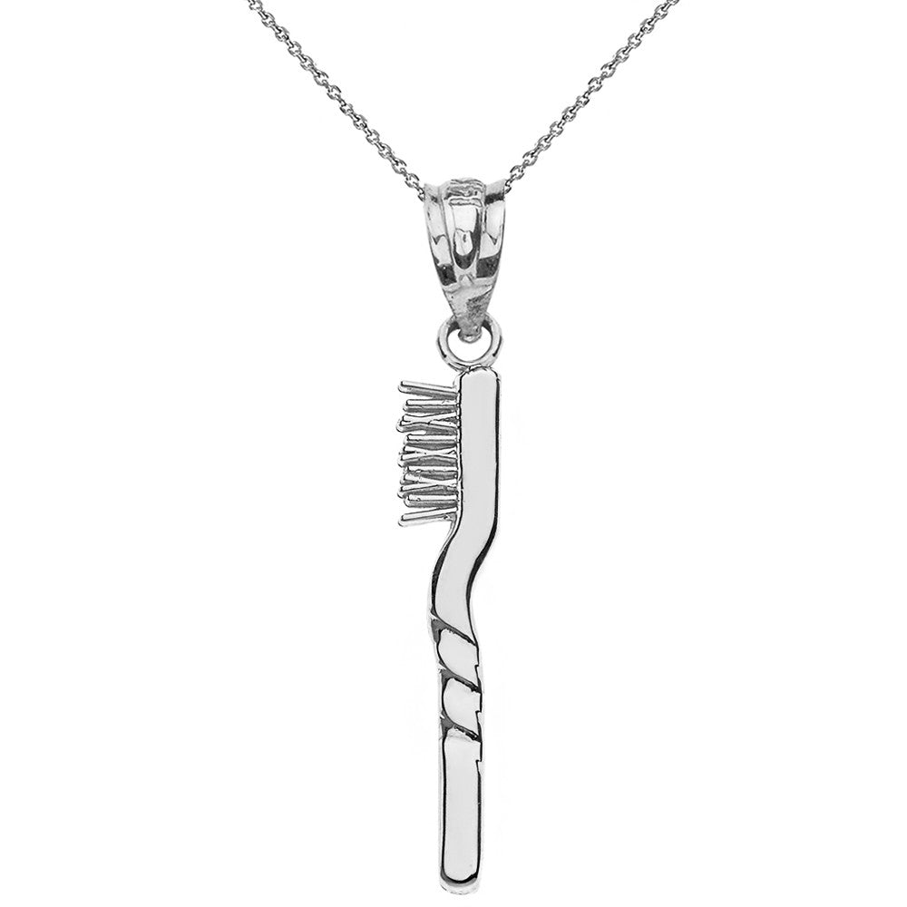 Solid Gold Toothbrush Pendant Necklace, view 5