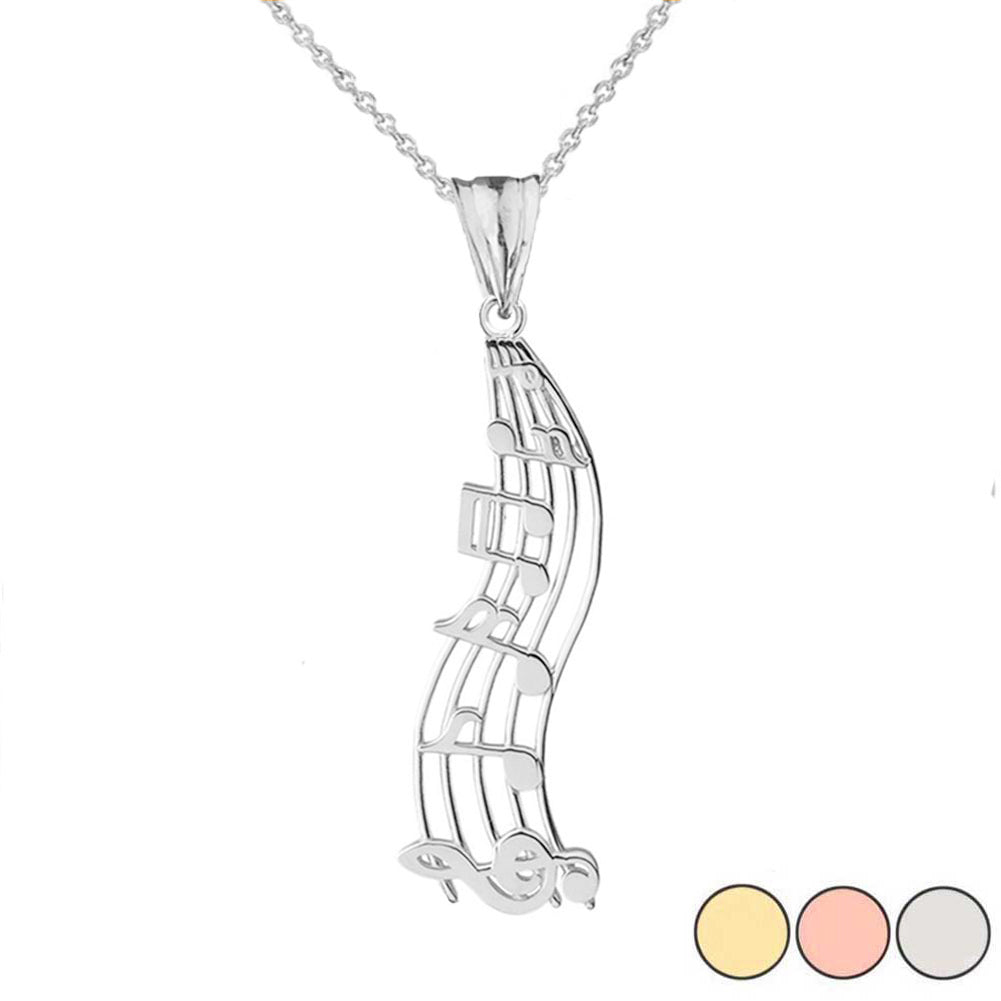 Solid Gold Treble Clef Music Notes Pendant Necklace, view 4