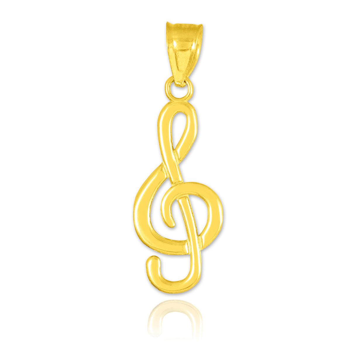 Solid Gold Treble Clef Pendant Necklace, view 2