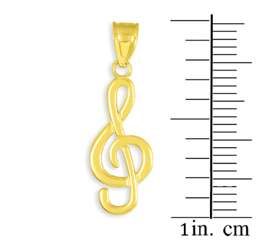 Solid Gold Treble Clef Pendant Necklace, view 3