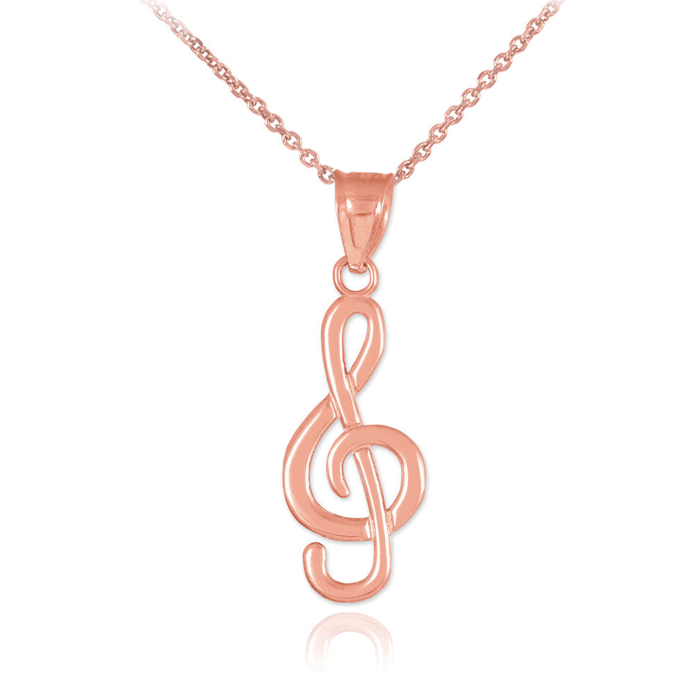 Solid Gold Treble Clef Pendant Necklace, view 4