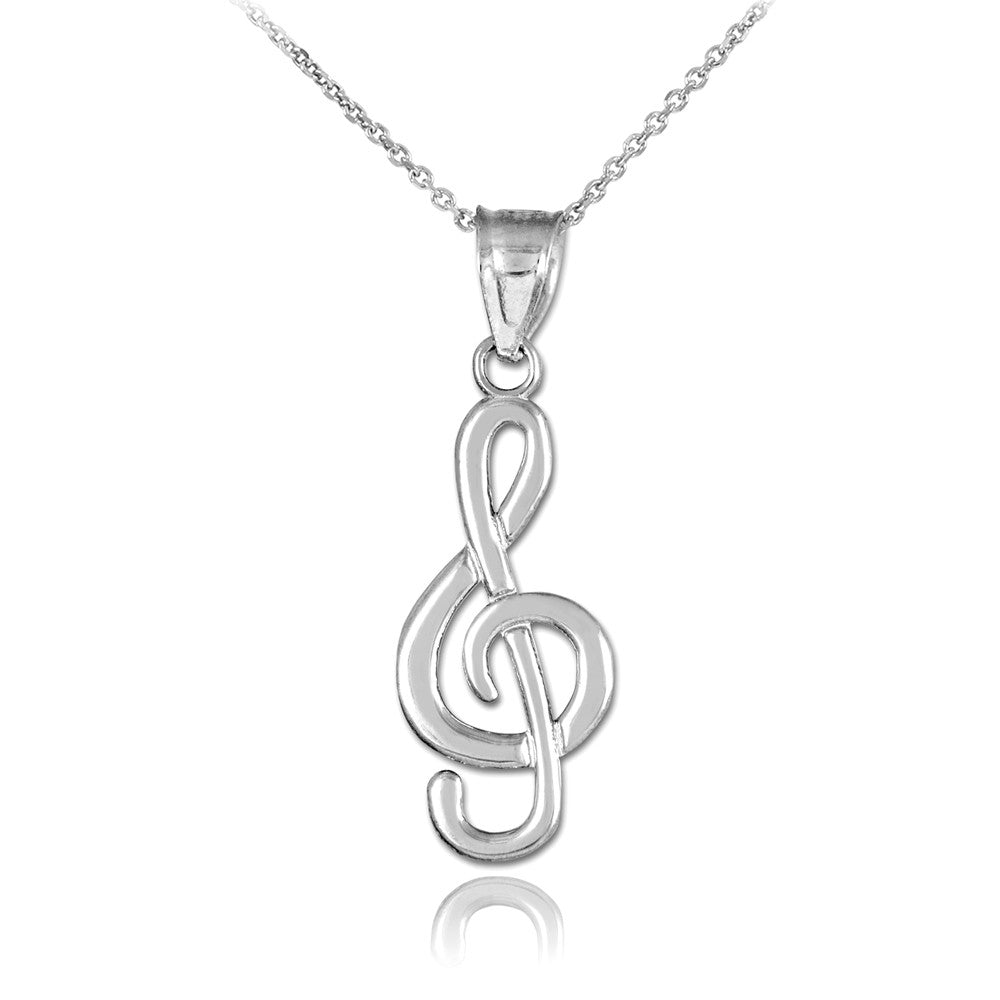 Solid Gold Treble Clef Pendant Necklace, view 5