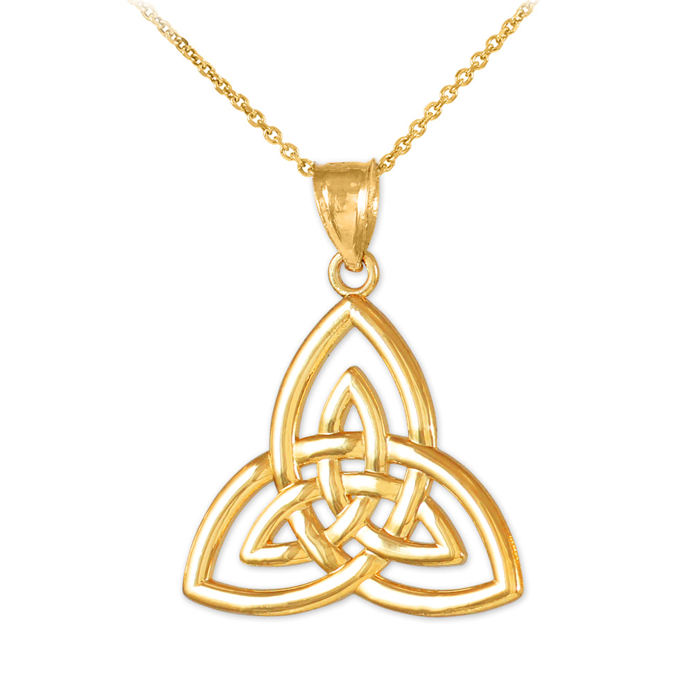 Solid Gold Triquetra Trinity Knot Pendant Necklace
