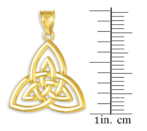 Solid Gold Triquetra Trinity Knot Pendant Necklace, view 2