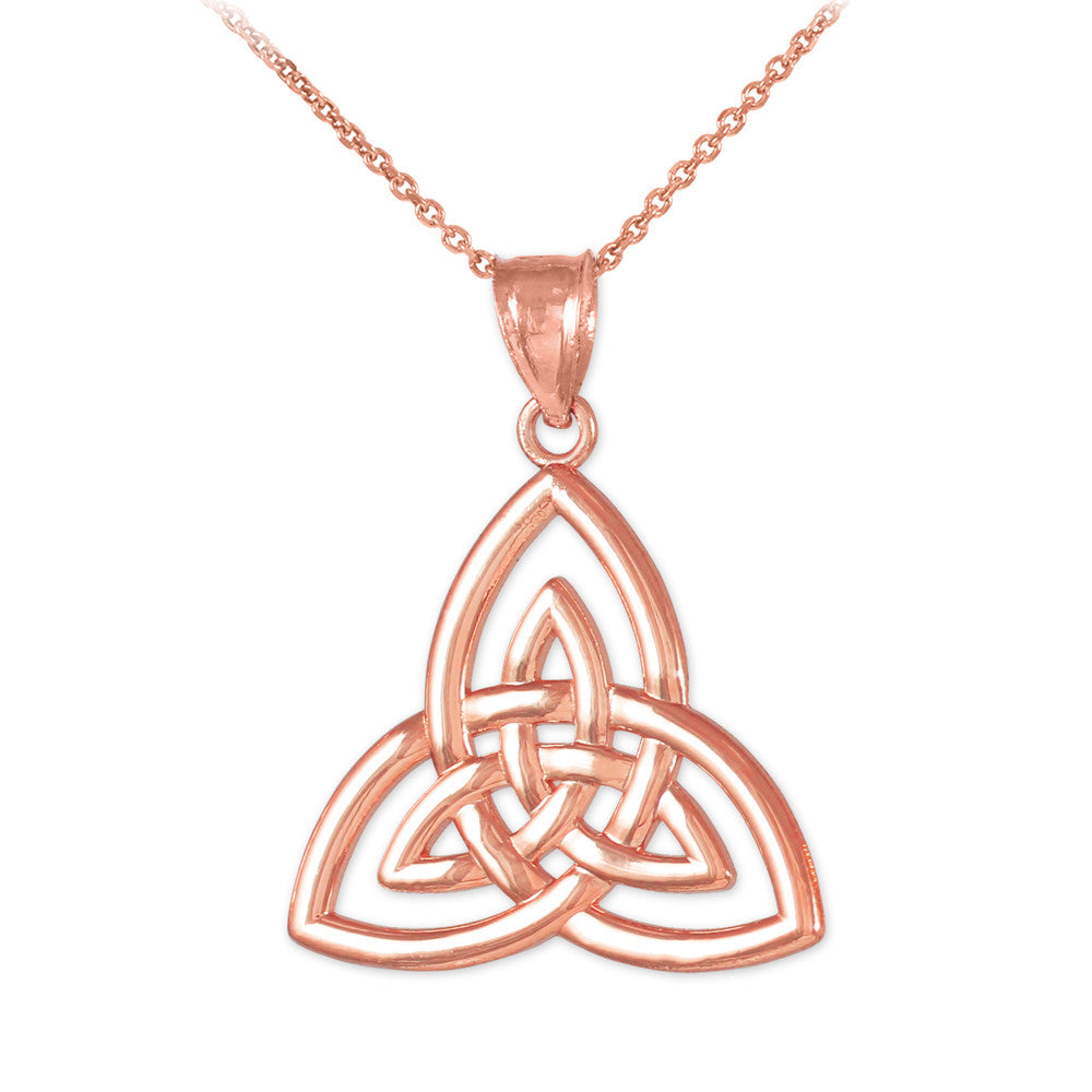 Solid Gold Triquetra Trinity Knot Pendant Necklace, view 3