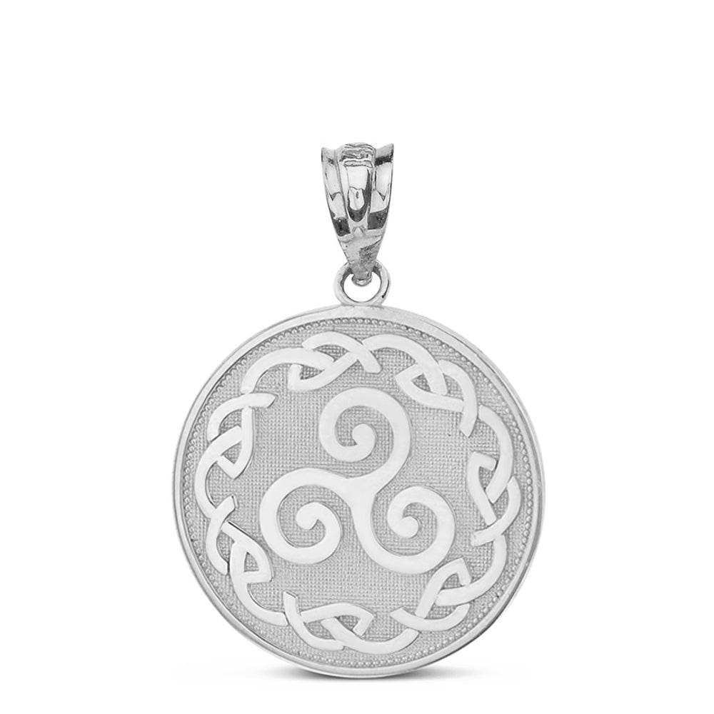 Solid Gold Triskele Triple Spiral Celtic Disc Pendant Necklace, view 8