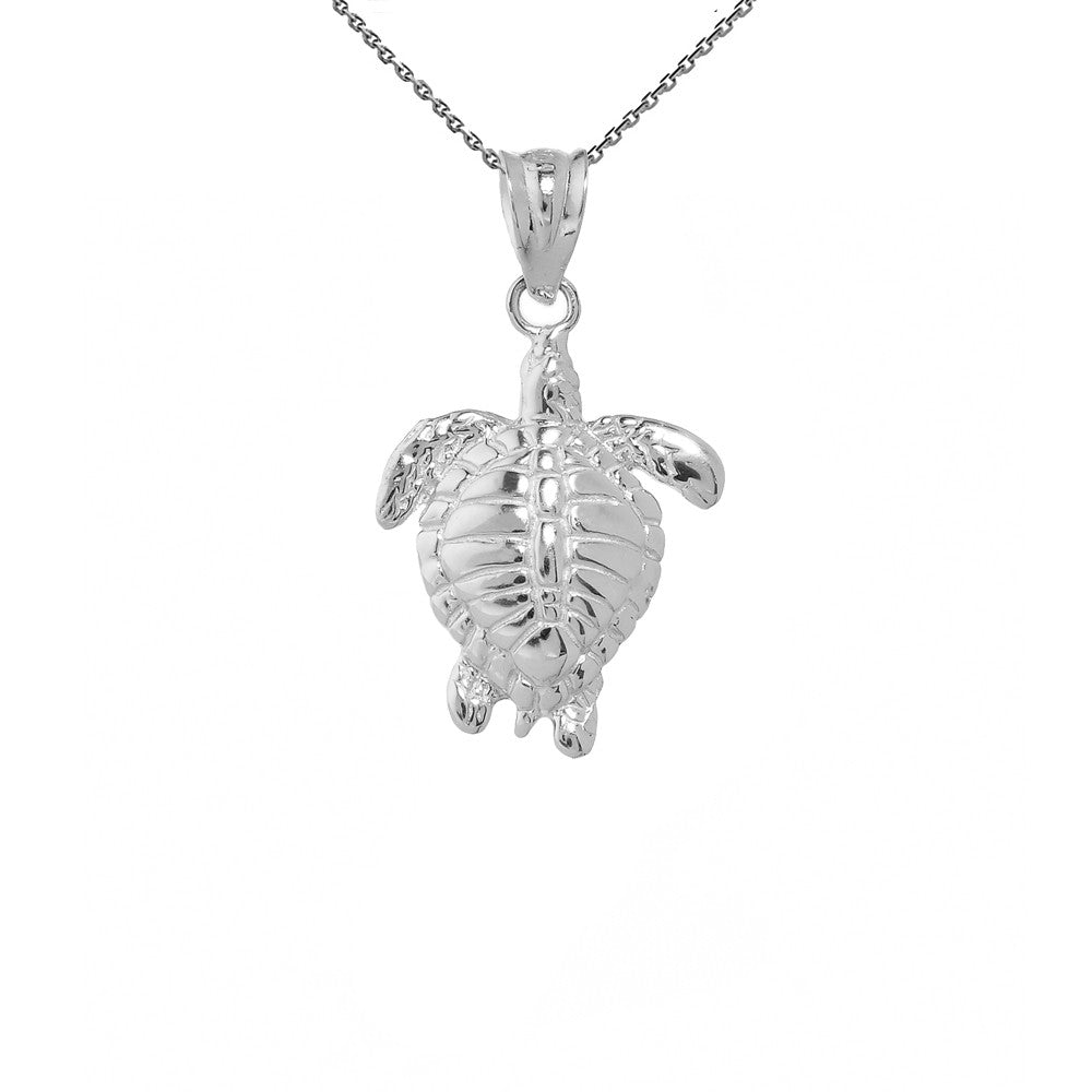 Solid Gold Turtle Charm Pendant Necklace, view 6