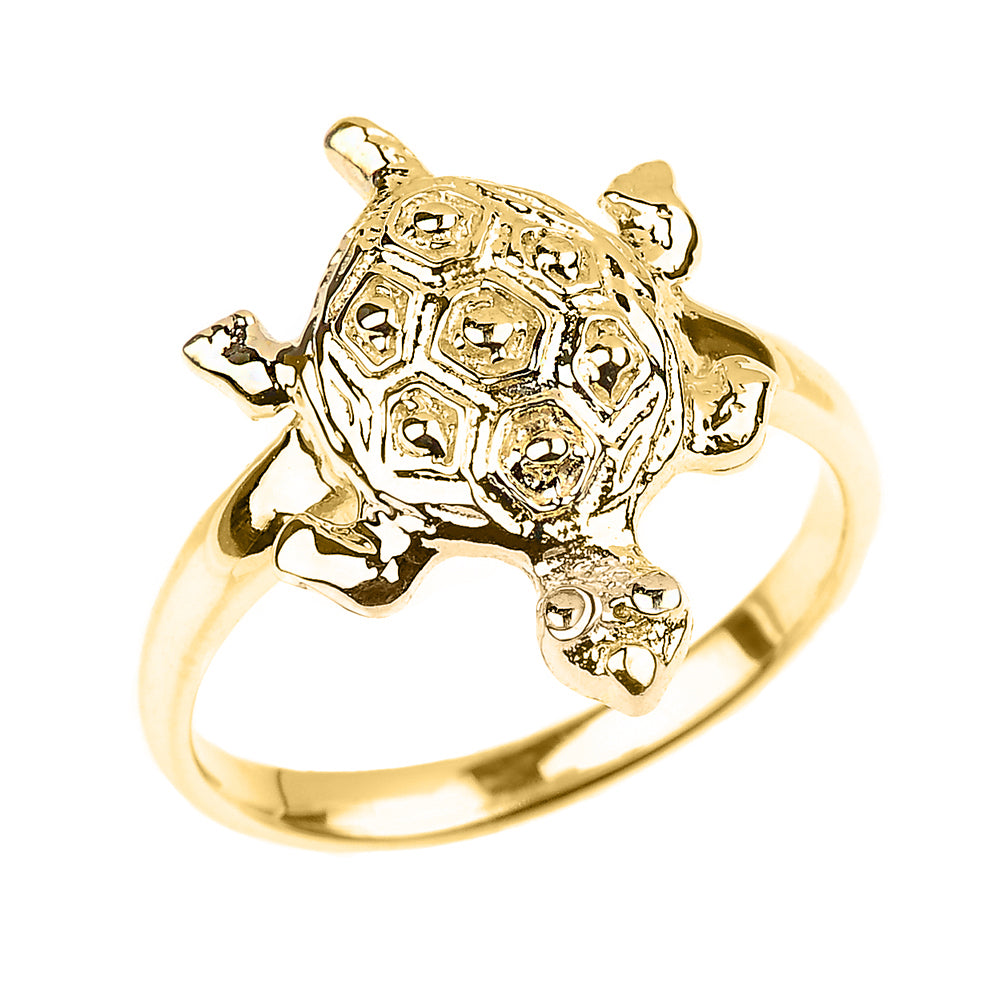 Solid Gold Turtle Ladies Ring