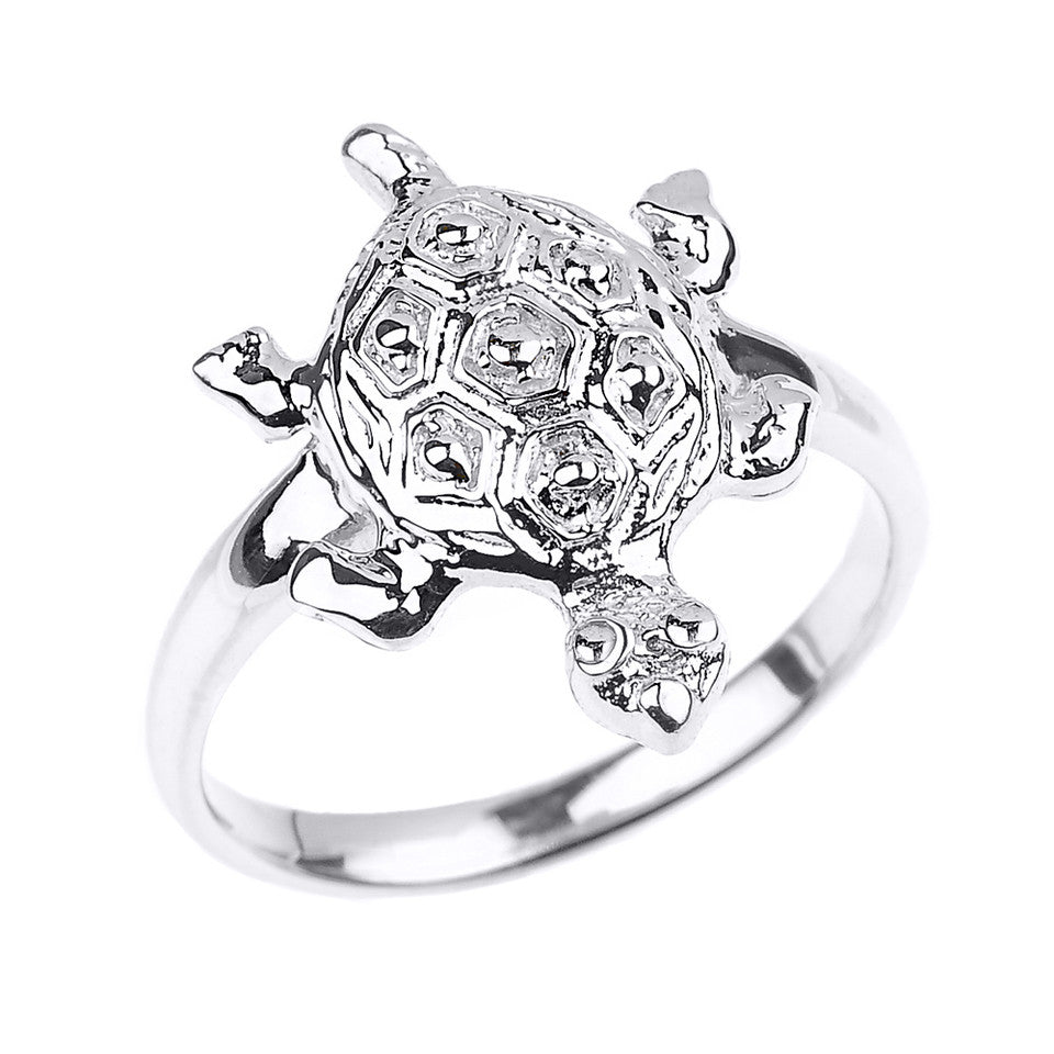Solid Gold Turtle Ladies Ring, view 2