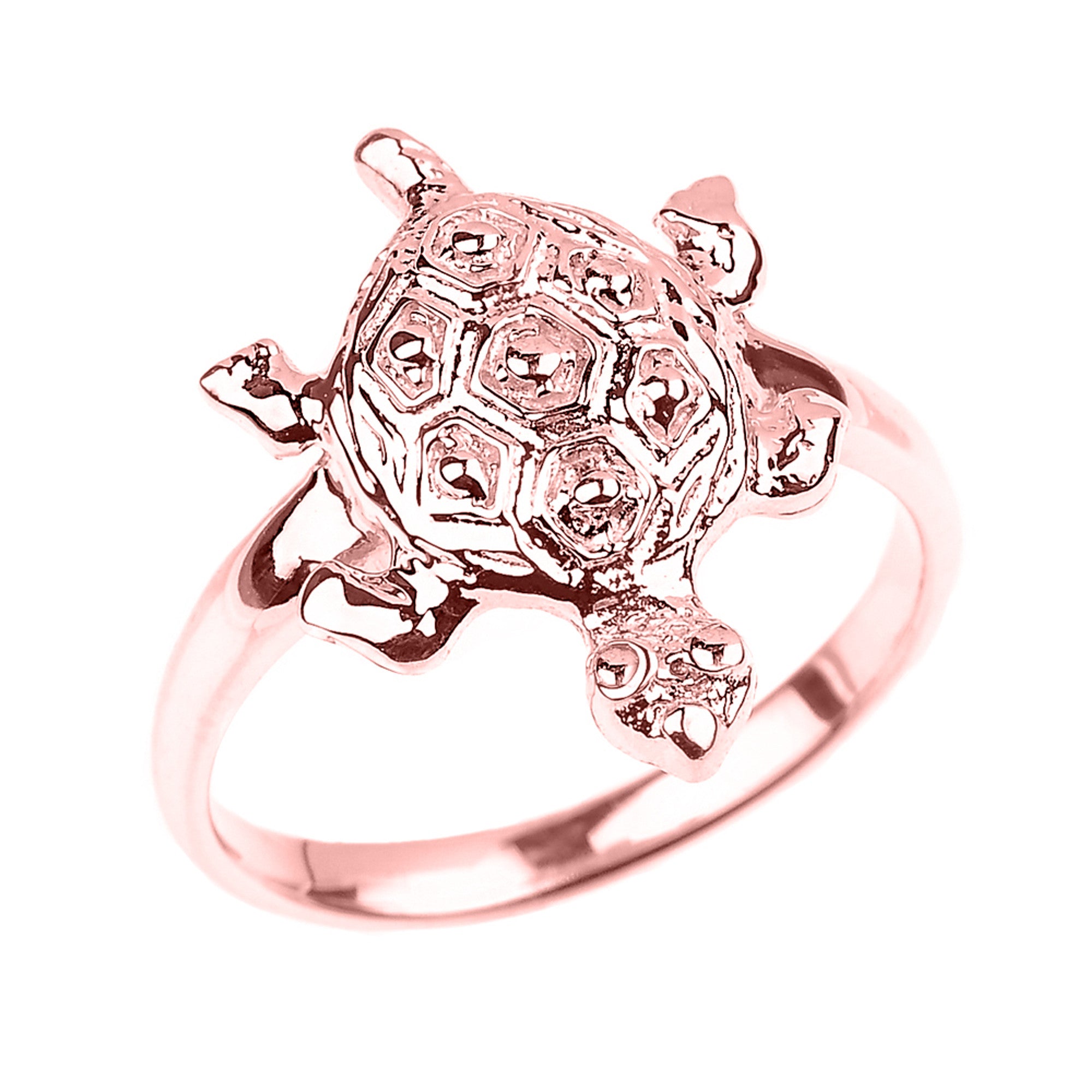Solid Gold Turtle Ladies Ring, view 3