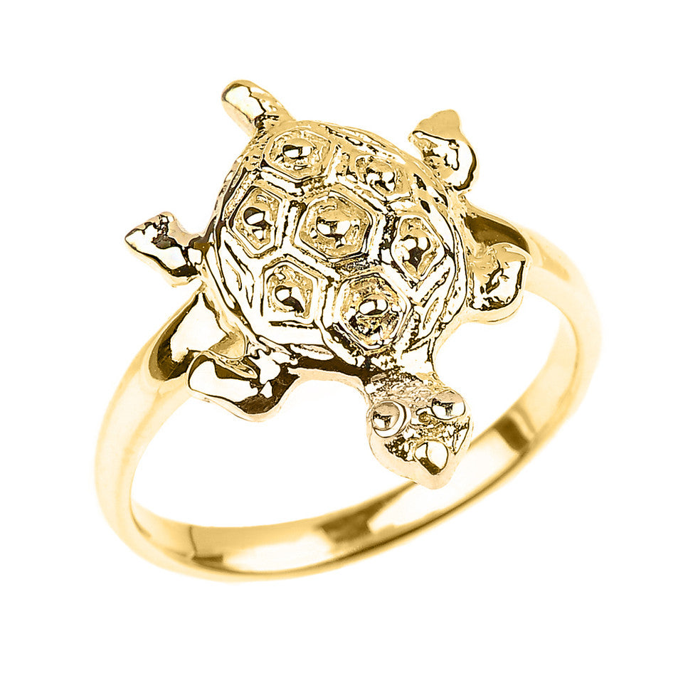 Solid Gold Turtle Ladies Ring, view 4