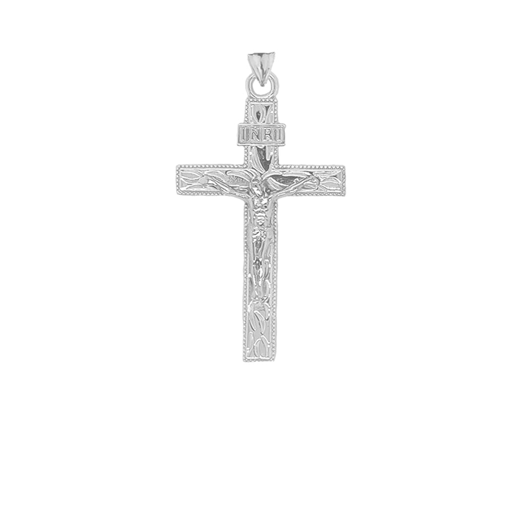 Solid Gold Two-Tone Jesus Christ INRI Crucifix Cross Pendant Necklace, view 6