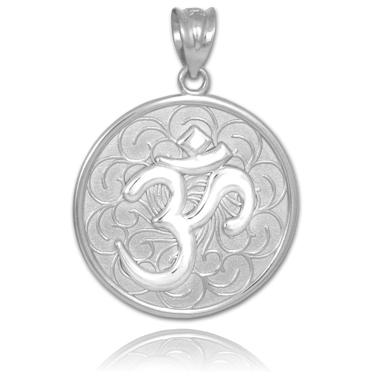 Solid Gold Two-Tone Om Medallion Pendant Necklace, view 4