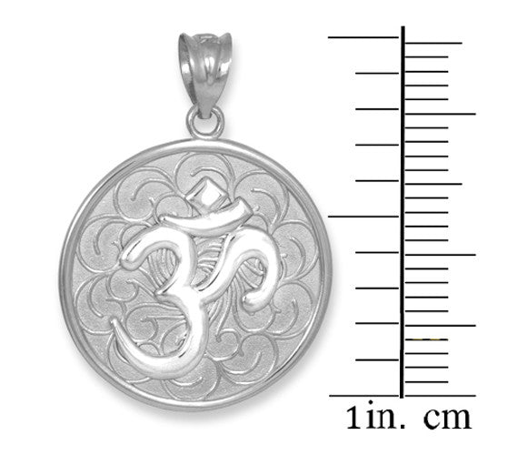 Solid Gold Two-Tone Om Medallion Pendant Necklace, view 9