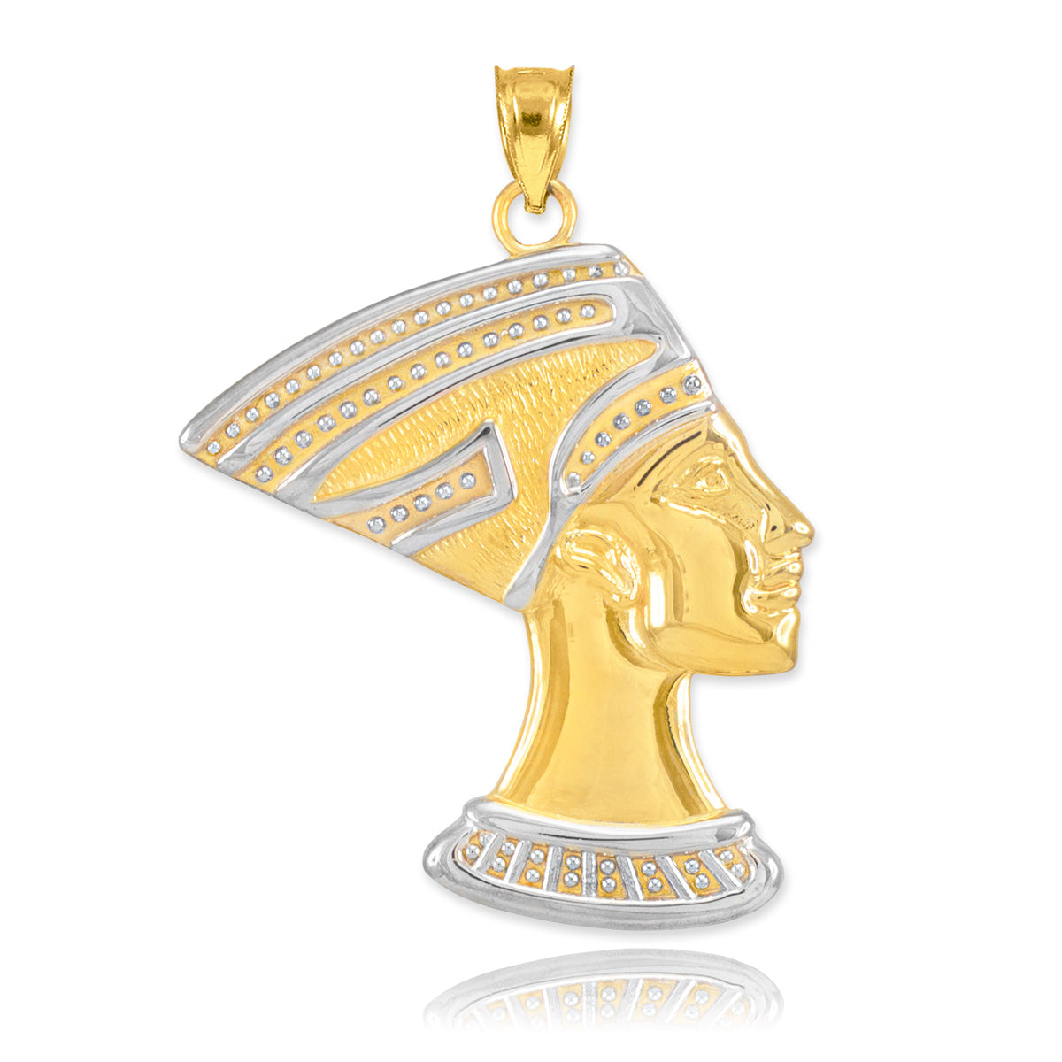 Solid Gold Two-Tone Queen Nefertiti Pendant Necklace, view 2