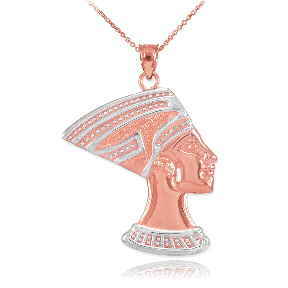 Solid Gold Two-Tone Queen Nefertiti Pendant Necklace, view 3