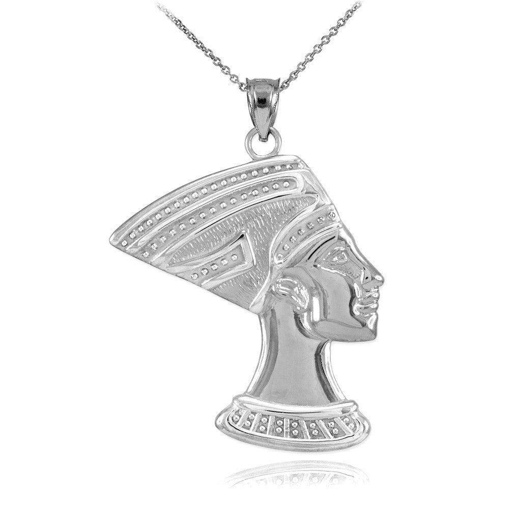 Solid Gold Two-Tone Queen Nefertiti Pendant Necklace, view 4