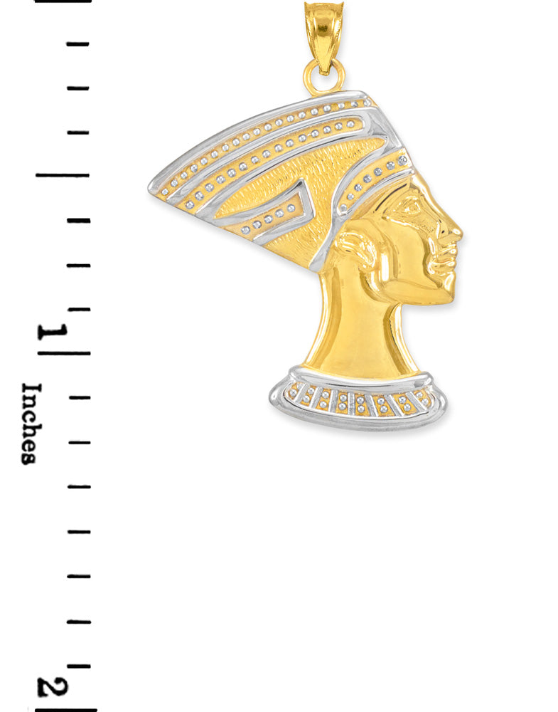 Solid Gold Two-Tone Queen Nefertiti Pendant Necklace, view 5