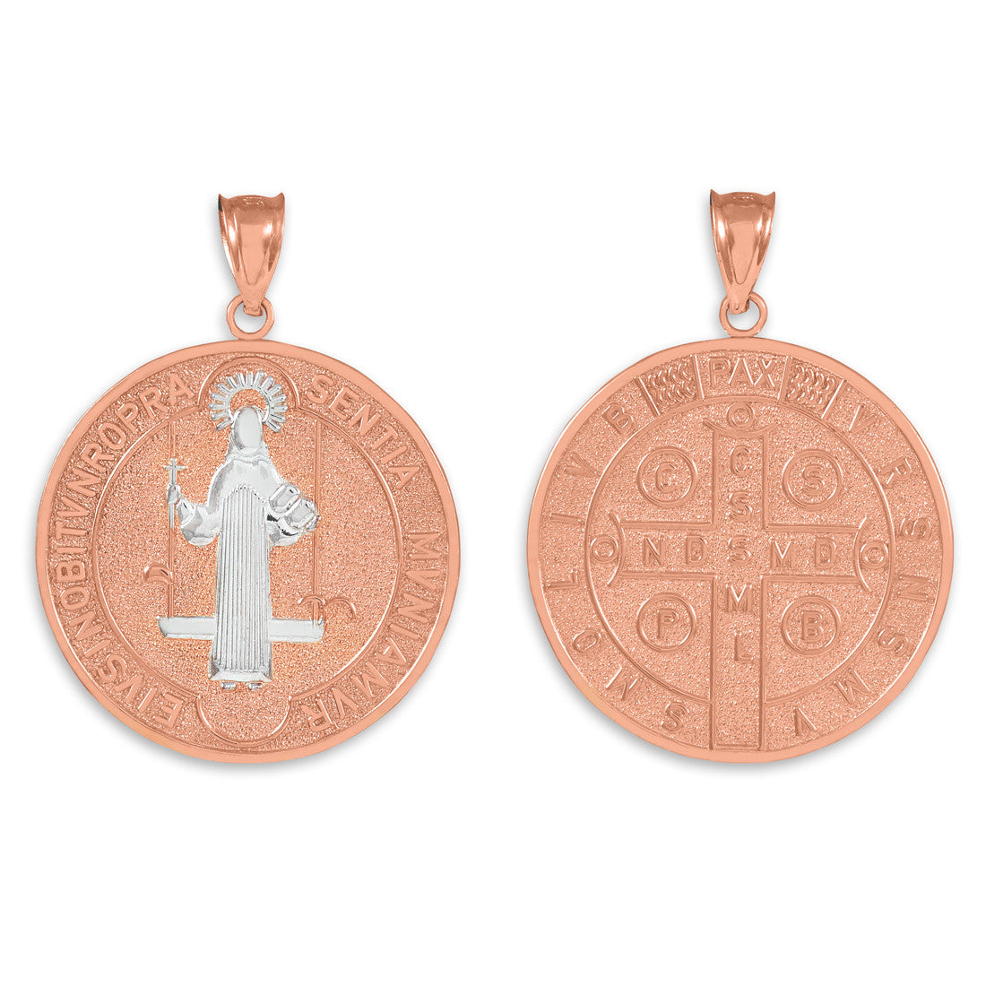 Solid Gold Two-Tone St. Benedict Coin Medallion Pendant (L), view 2