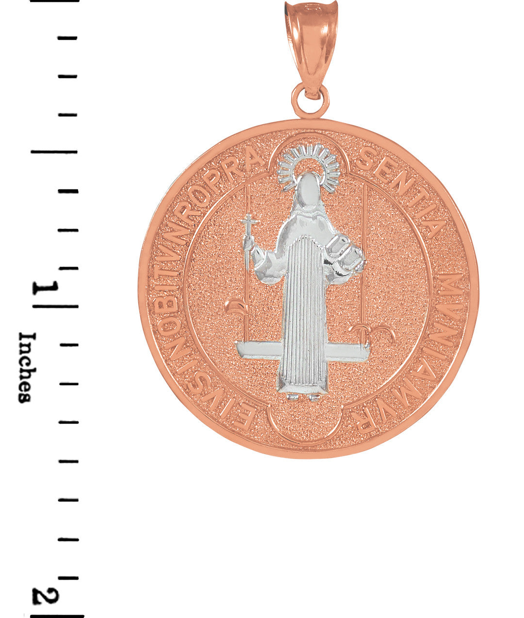 Solid Gold Two-Tone St. Benedict Coin Medallion Pendant (L), view 6