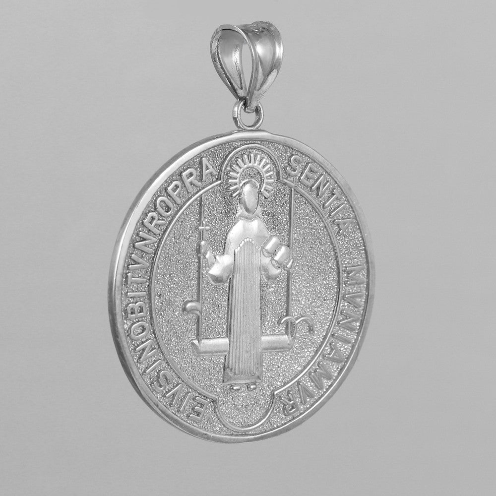 Solid Gold Two-Tone St. Benedict Coin Medallion Pendant (L), view 8