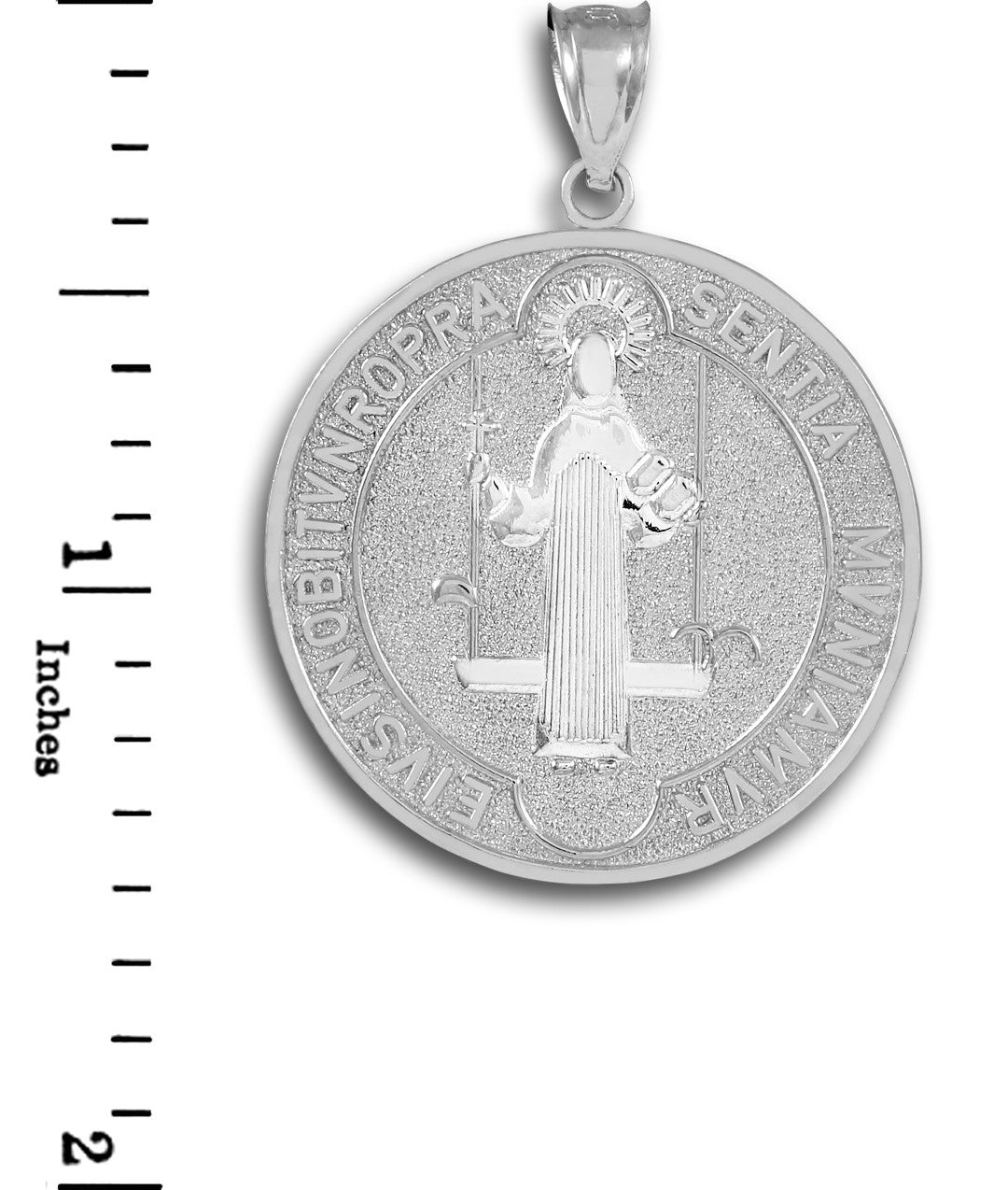 Solid Gold Two-Tone St. Benedict Coin Medallion Pendant (L), view 9