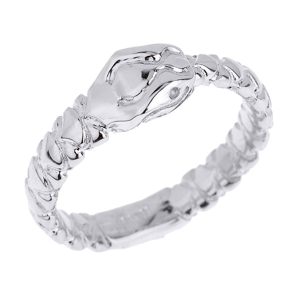 Solid Gold Unisex Ouroboros Snake Thumb Ring (7 mm Head), view 2