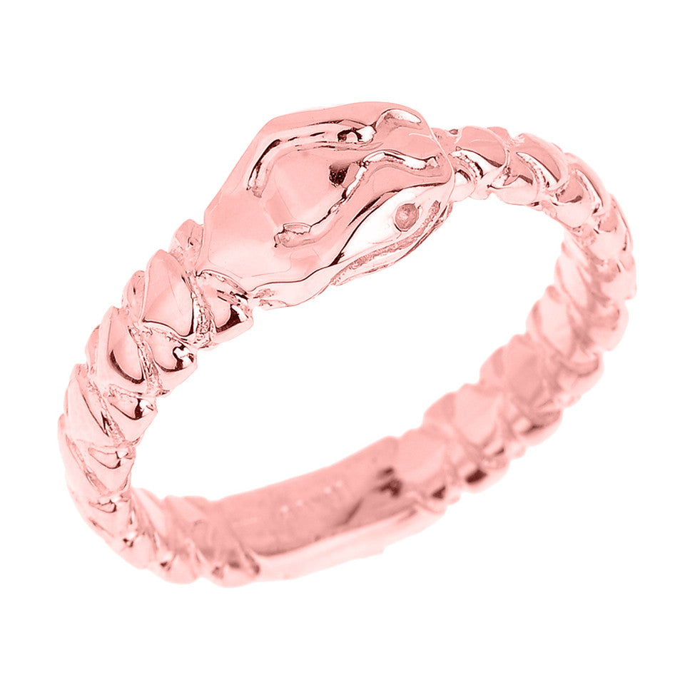 Solid Gold Unisex Ouroboros Snake Thumb Ring (7 mm Head), view 3