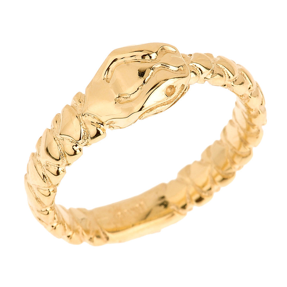 Solid Gold Unisex Ouroboros Snake Thumb Ring (7 mm Head), view 4