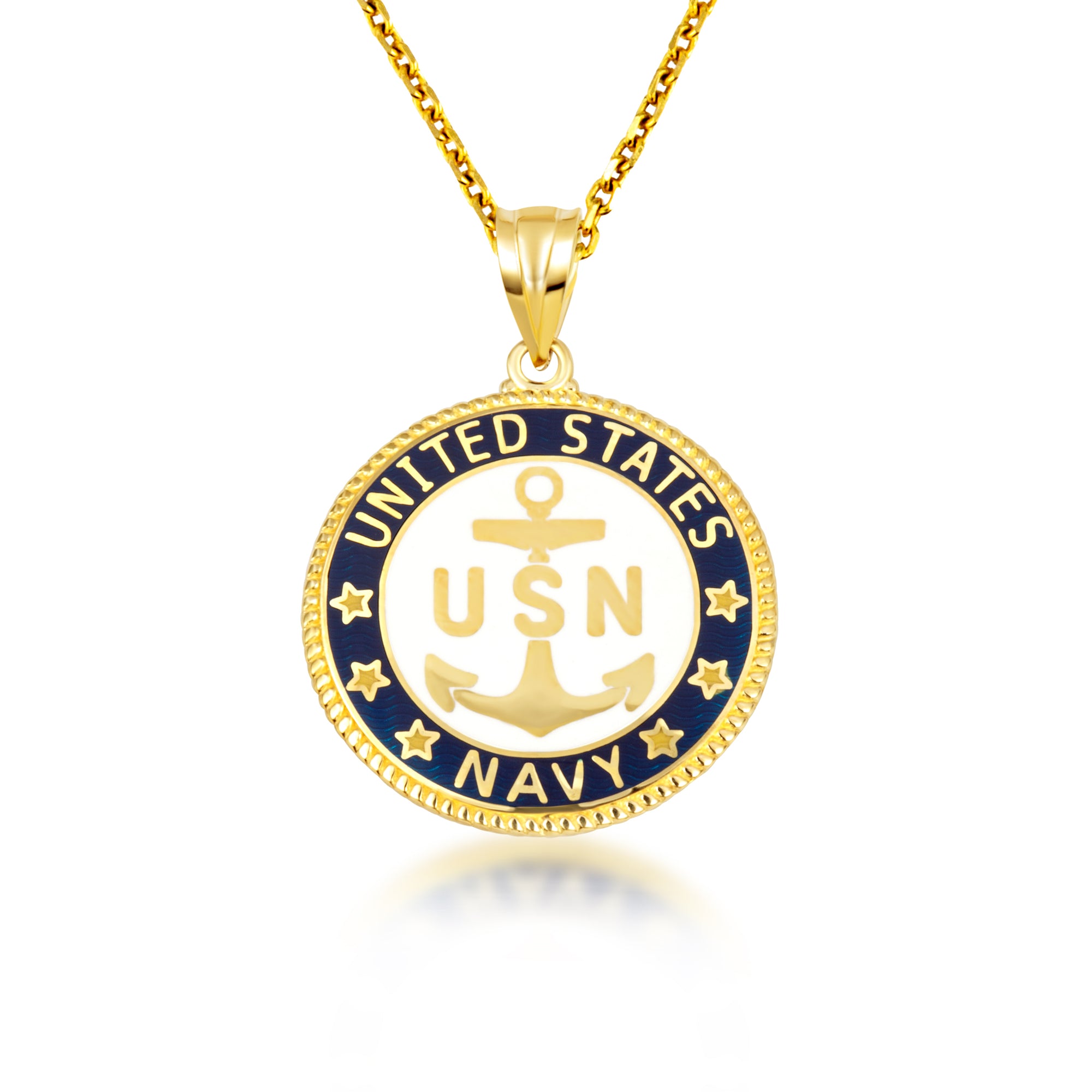 Solid Gold United States Navy Emblem Officially Licensed Medallion Pendant Necklace, view 2