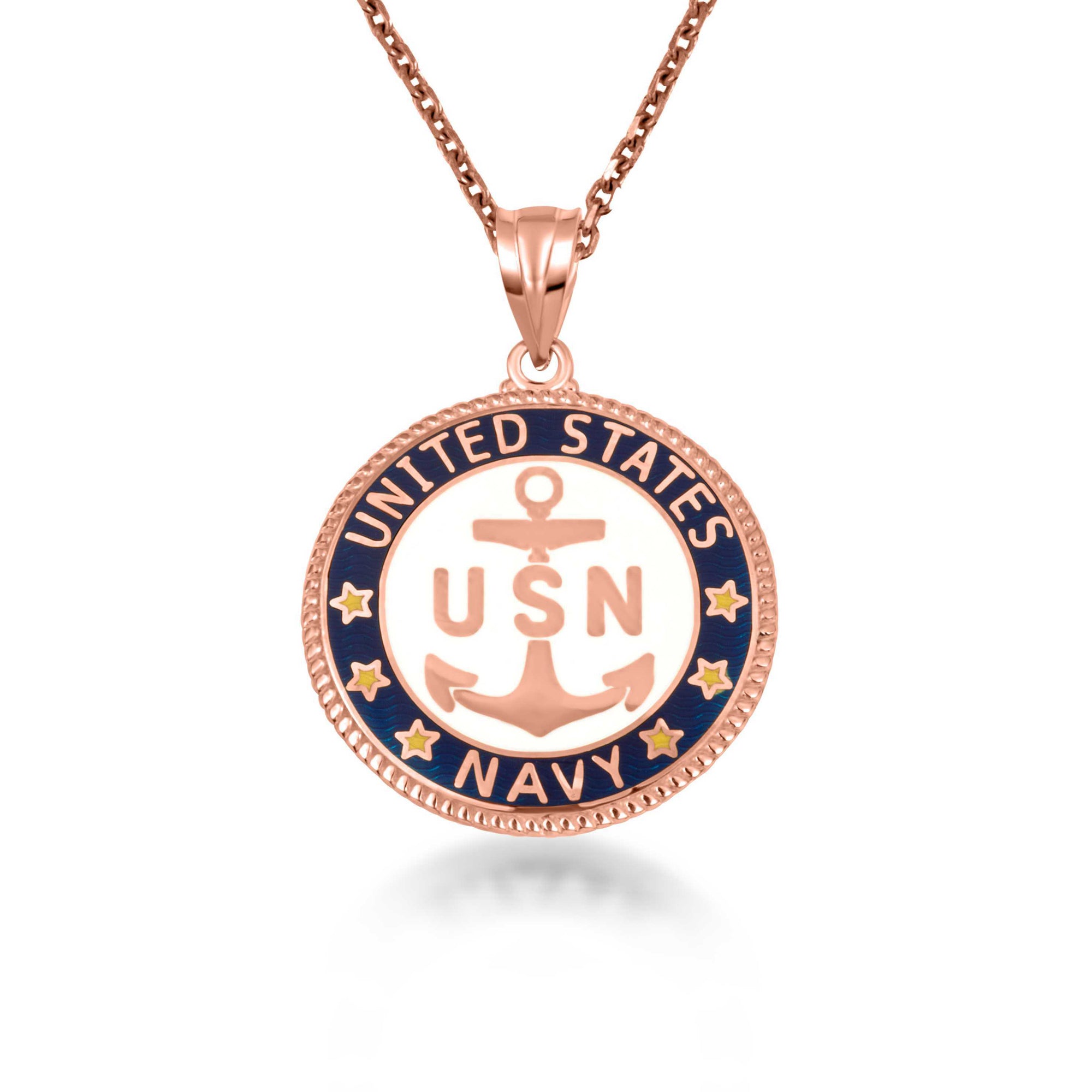 Solid Gold United States Navy Emblem Officially Licensed Medallion Pendant Necklace, view 7