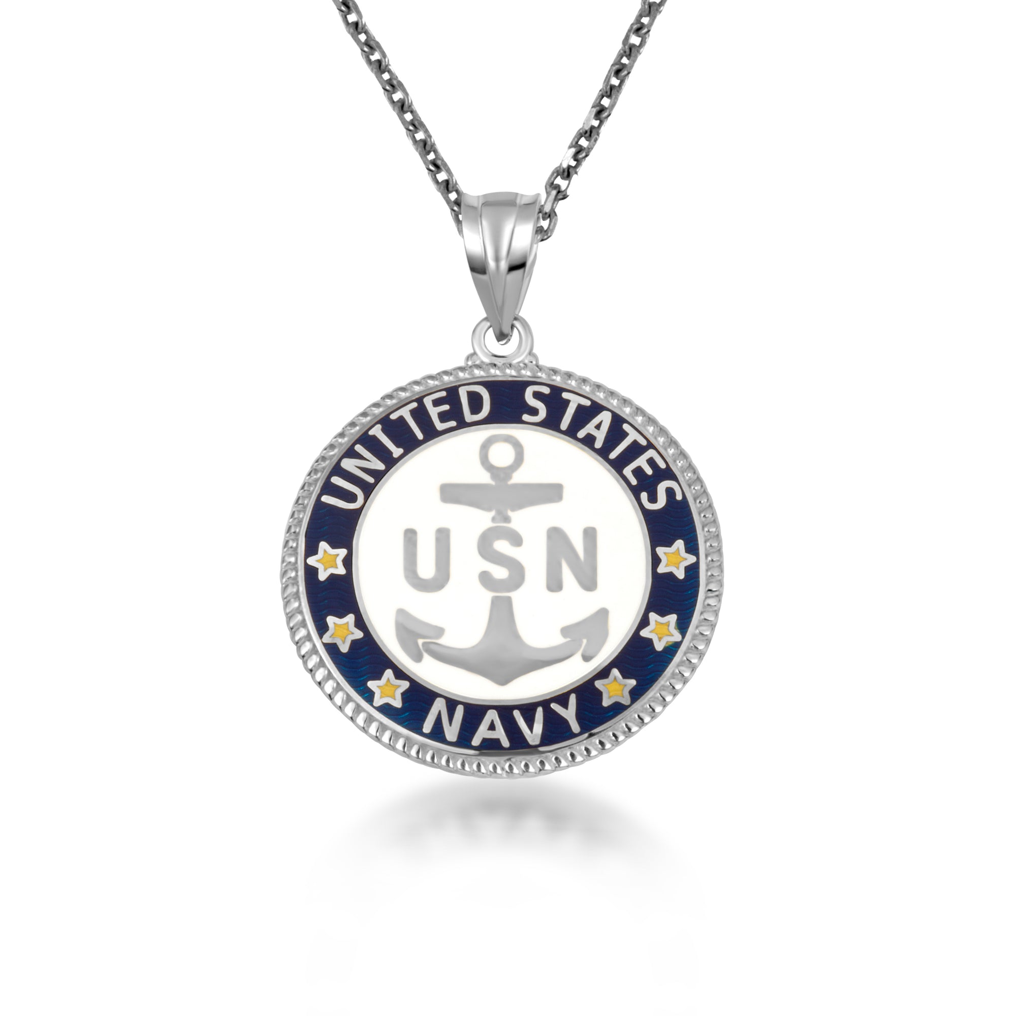 Solid Gold United States Navy Emblem Officially Licensed Medallion Pendant Necklace, view 9