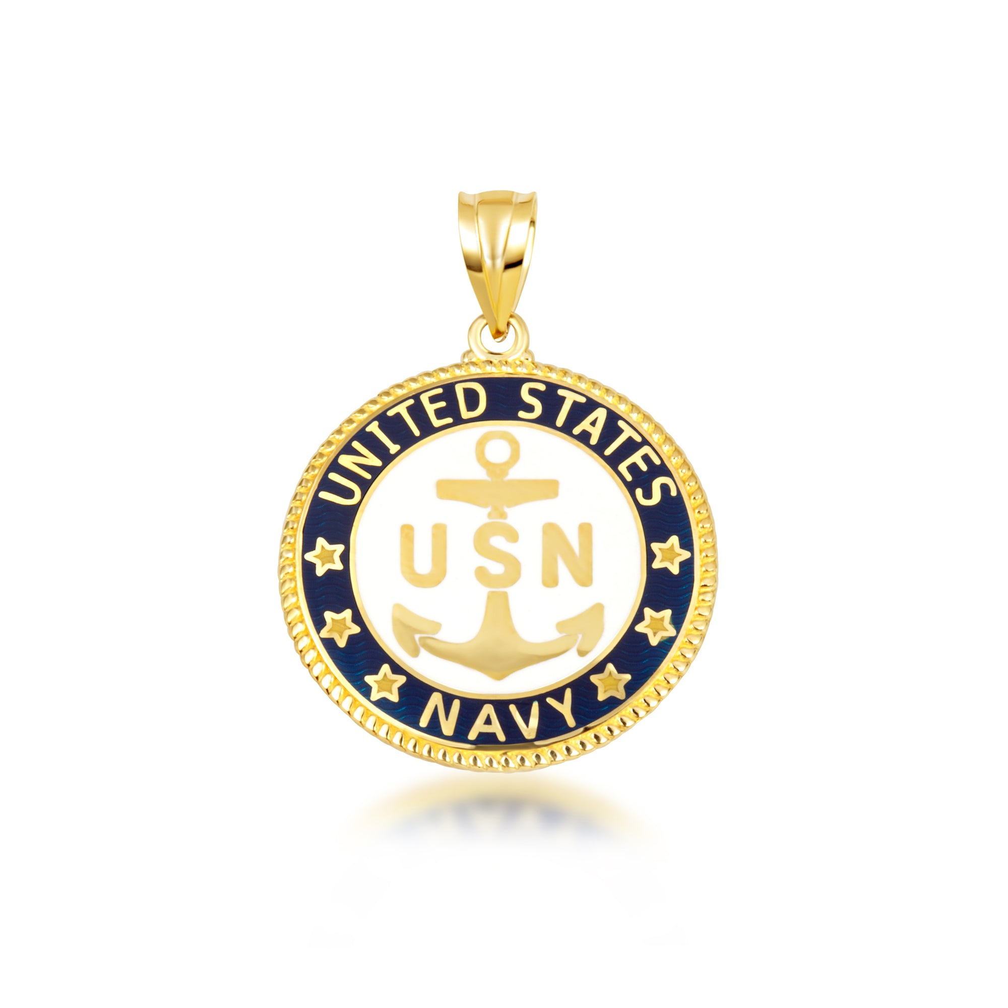 Solid Gold United States Navy Emblem Officially Licensed Medallion Pendant Necklace, view 10