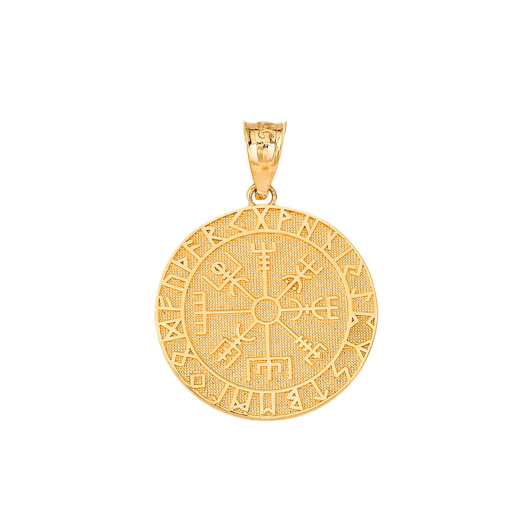 Solid Gold Vegvisir Viking Norse Compass Pendant Necklace, view 2
