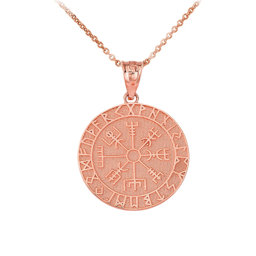 Solid Gold Vegvisir Viking Norse Compass Pendant Necklace, view 3